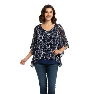 Ivy Ridge Boxy Flare Circle Print Blouse Size Medium